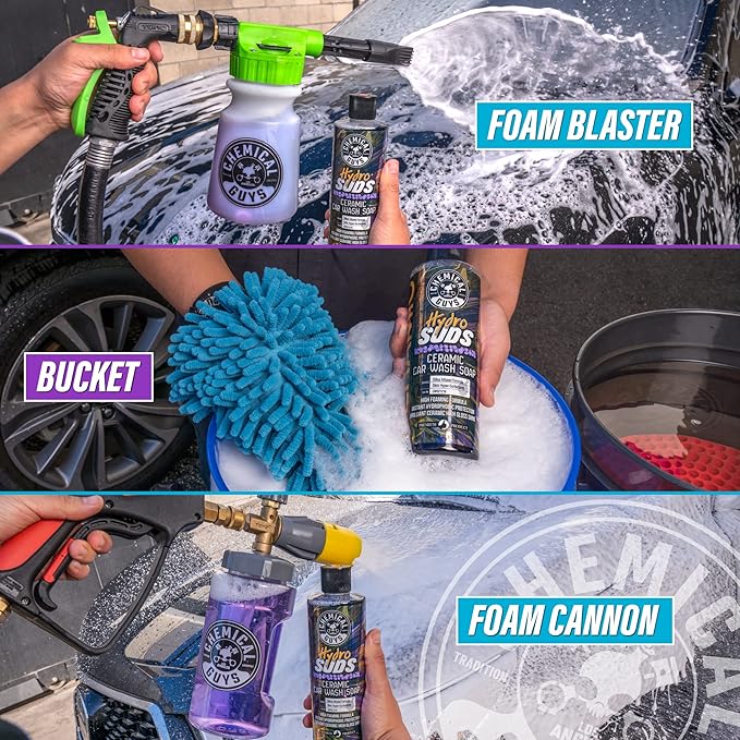 Chemical Guys HydroSuds Ceramic Shine High Foaming Car Wash Soap - Foam Cannon Soap, Works with Foam Guns or Bucket Washes Safe for Cars, Trucks, Motorcycles, RVs, & More, Berry Scent - 64 fl oz