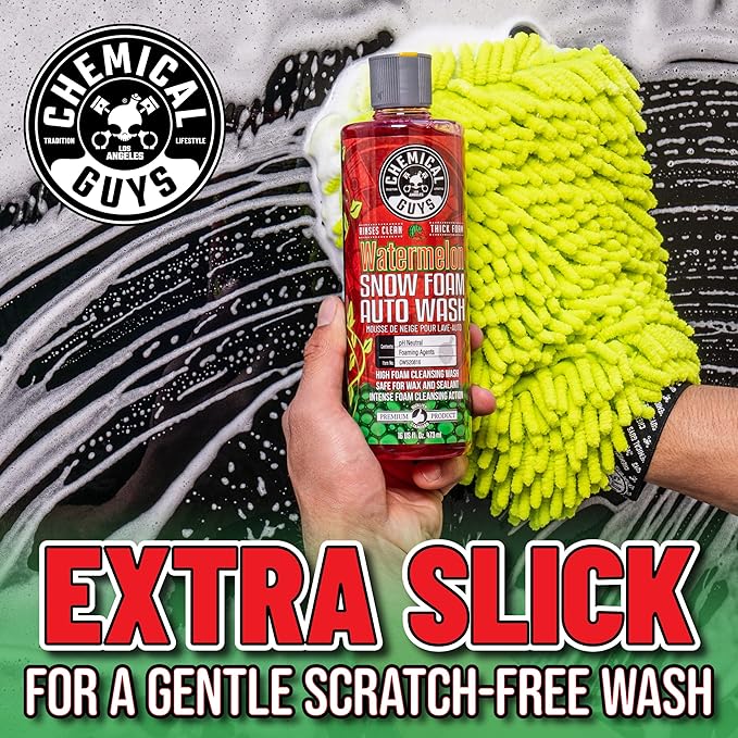Chemical Guys Car Wash Soap for Foam Cannon or Bucket, Watermelon Snow Foam Car Wash Soap for Trucks, Motorcycles, RVs & More, Super Suds, Watermelon Scent - 128 oz (1 Gallon)