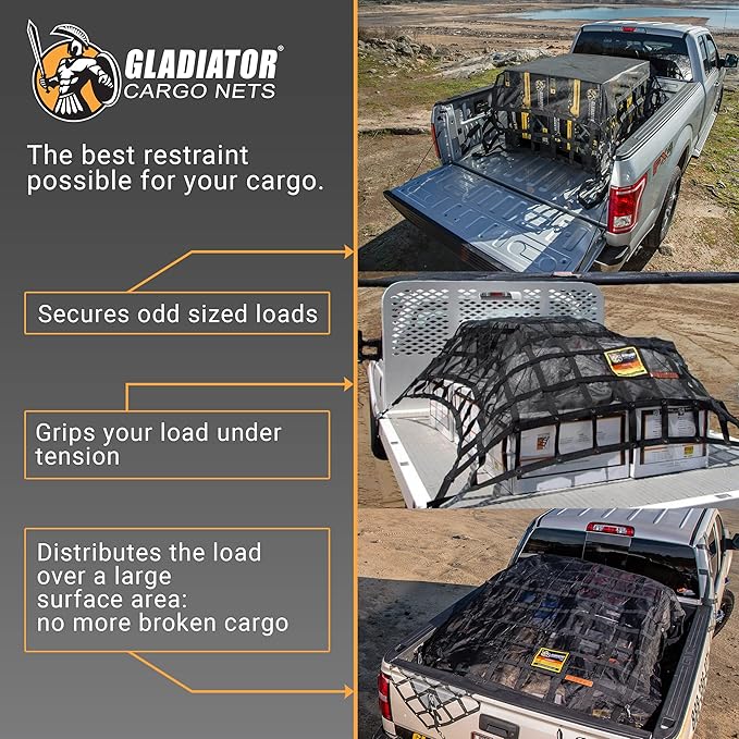Gladiator Cargo Nets - Heavy Duty Cargo Net - ATV/Quad/Plane/RV (GAT-100) 2.5' x 3'