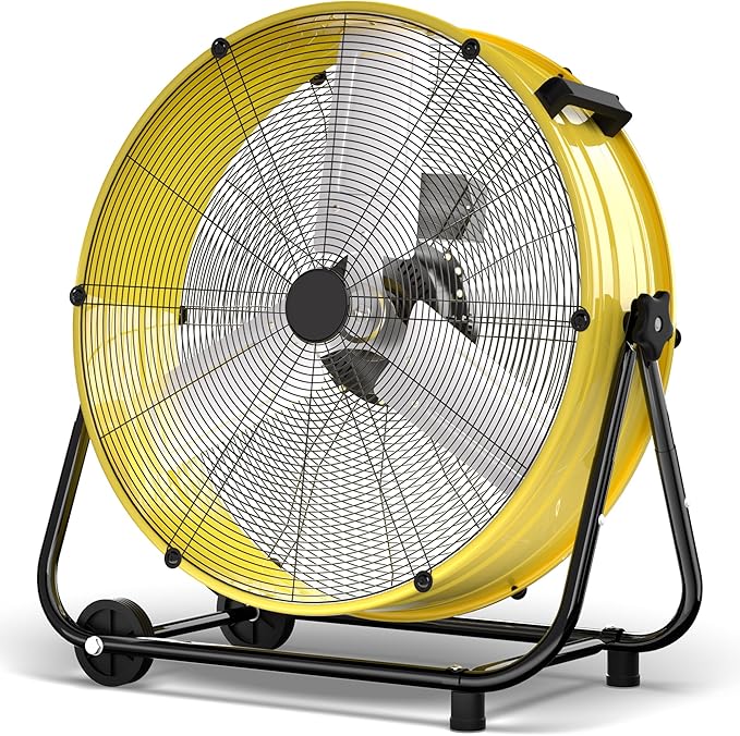 Uthfy 30 Inch High Velocity Floor Fan, 14000CFM Heavy Duty Industrial Drum Fan with 3 Speeds, 360° Tilt Metal Garage Fan with Wheels for Warehouse, Commercial, Workshop, Factory and Gym