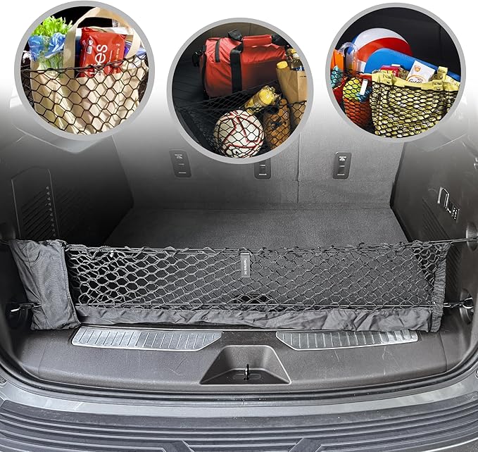 Envelope Style Trunk Mesh Cargo Net for GMC Yukon SLE SLT AT4 Denali 2021-2026 - Car Accessories - Premium Trunk Organizers and Storage - Cargo Net for SUV - Vehicle Carrier Organizer for GMC Yukon