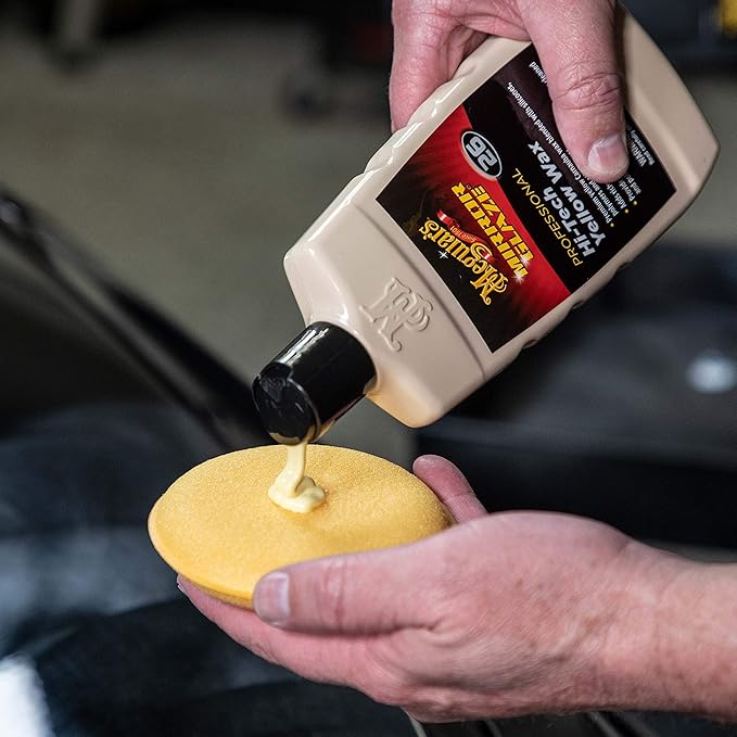 Meguiar’s Professional Hi-Tech Yellow Wax M2616, Versatile Liquid Car Wax Provides Durable Protection, Rich Color, and Shine, Clear Coat Safe Formula Can Be Applied by Hand or DA Polisher, 16 Oz