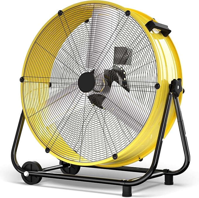 Uthfy 40 Inch High Velocity Floor Fan, 24800CFM Heavy Duty Industrial Drum Fan with 3 Speeds, 360° Tilt Metal Garage Fan with Wheels for Warehouse, Commercial, Workshop, Factory and Gym