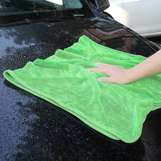 JOYMOOP Microfiber Towels for Cars, 2 Pack 63" x 29.5" Car Drying Towel, Green Reusable Car Towel, Quick Drying Car Microfiber Cleaning Cloth for RVs, SUVs, Trucks
