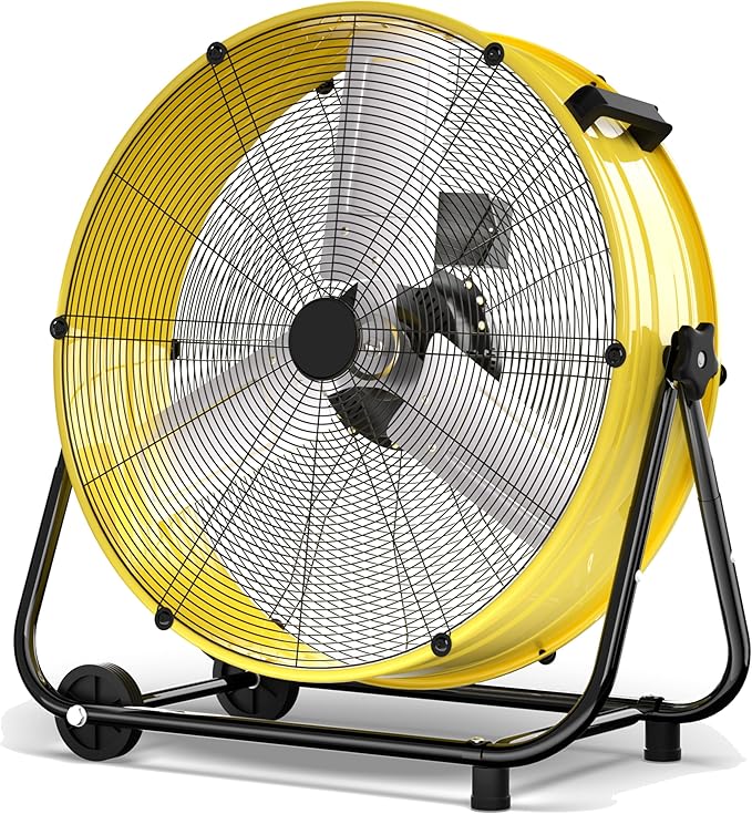 Uthfy 36 Inch High Velocity Floor Fan, 21800CFM Heavy Duty Industrial Drum Fan with 3 Speeds, 360° Tilt Metal Garage Fan with Wheels for Warehouse, Commercial, Workshop, Factory and Gym