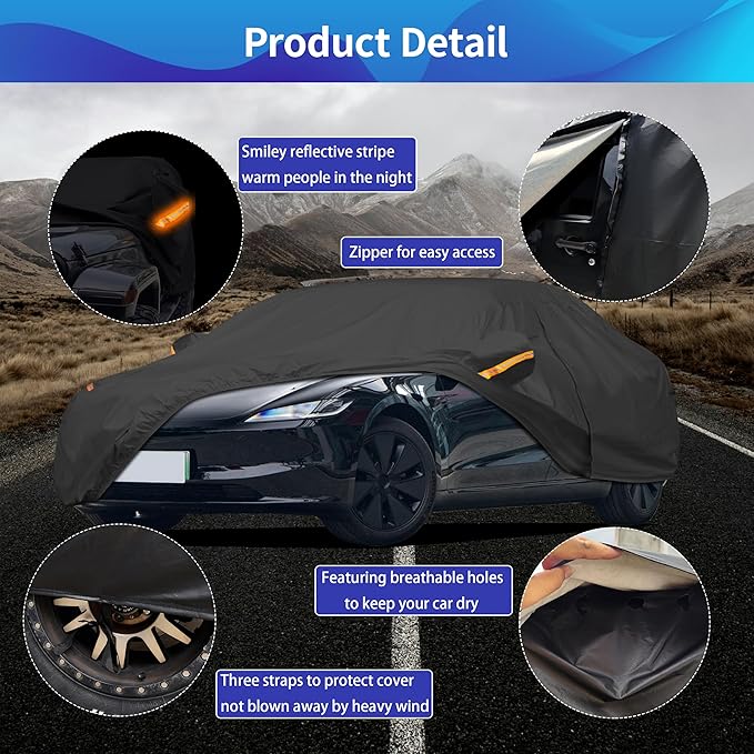 Car Cover Waterproof All Weather for Automobiles UV Protection Windproof Scratch Resistant Outdoor Universal Full Car Covers Custom Fit for Tesla Model Y Car Cover 2020-2023