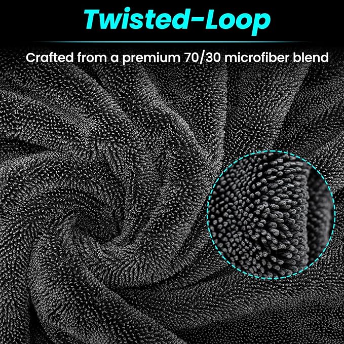 2 Pack 1300 GSM Car Drying Towel,Double-Sided Microfiber Towels for Cars(24'' x 36''&16 ''x 16''),Extra Large Ultra Absorbent,Without Residual Lint,Scratches or Water Spots