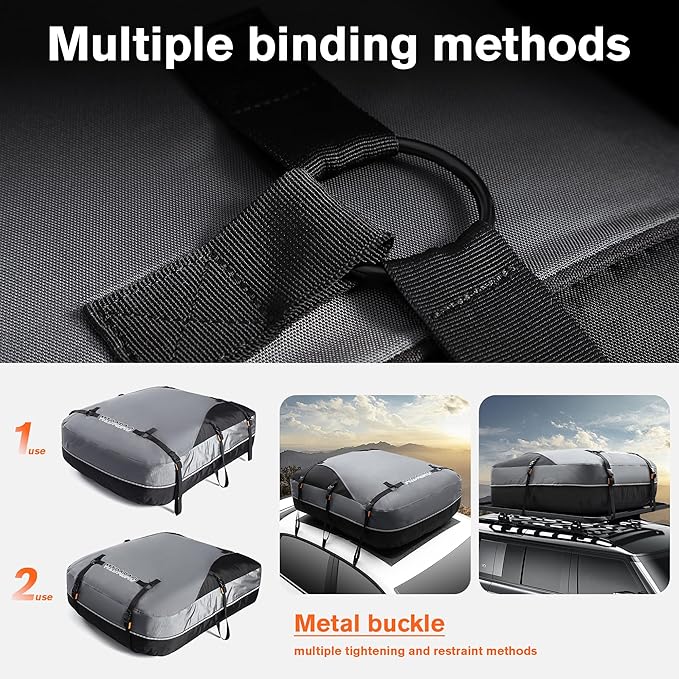 Waterproof Rooftop Cargo Carrier Bag, 100% Waterproof Sealing with Anti-Slip Mat, Fits Vehicles with or Without Roof Rack, 21 Cubic Feet