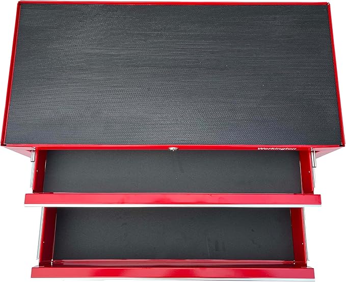 Workington Industrial 2 Drawers Portable Metal Intermediate Box, 26" Middle Tool Chest Cabinet with Ball Bearing Drawer Slides, Steel Tool Storage Box Organizer 4008 Red
