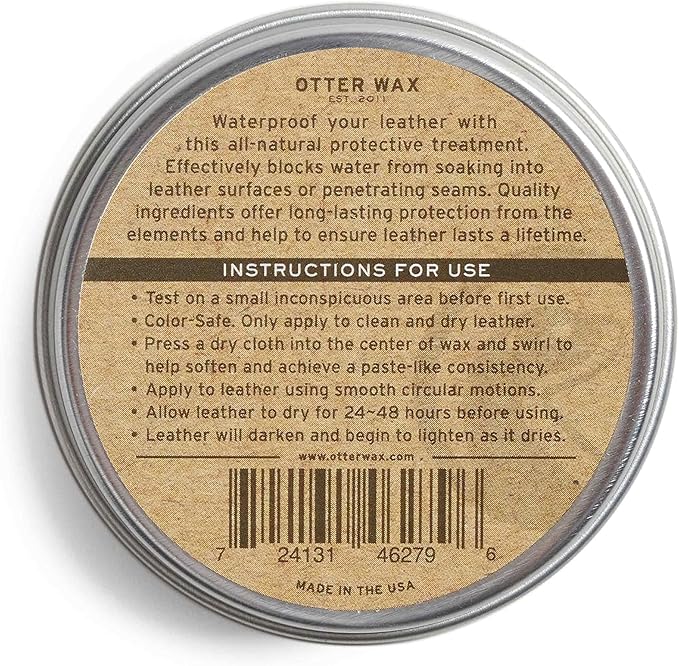 Otter Wax Boot Wax | 2 Oz | All-Natural Leather Waterproofing Wax | Heavy Duty Water Repellent, Conditioner, & Sealant for Work Boots, Hiking Boots & Outdoor Leather | Made in Portland USA