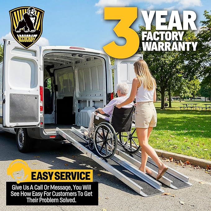 7FT Portable Wheelchair Ramp 2.0, 1200 LBS Capacity Adjustable Wheelchair Ramp for Home Steps, 2PC Threshold Aluminum Handicap ramps for wheelchairs for Home, Stairs, Doorways, Car, Non-Skid