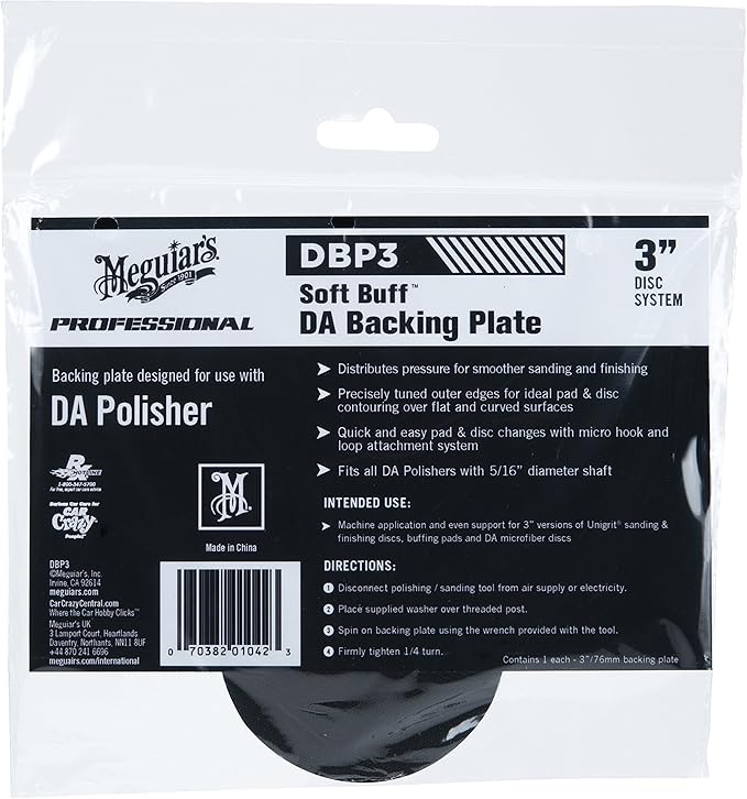 Meguiar's 3" Soft Buff DA Backing Plate DBP3-3 Inch Backing Plate, Hook and Loop for Machine Polishing with Foam and Microfiber Discs, Professional DA Polisher Backing Plate, 1 Backing Plate