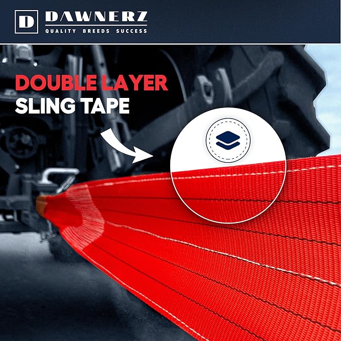 Tow Rope Heavy Duty 30ft 85000 lbs Minimum Break Strength - Recovery Strap 42 US Tons 9m for Trucks and Buses