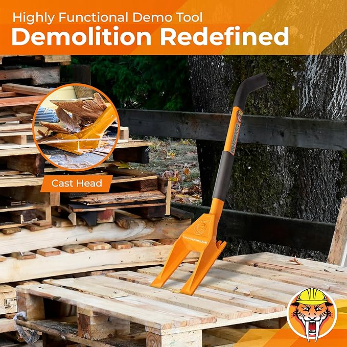 30” Demolition Pry Bar & Crowbar – Oval Handle Wrecking Bar for Ceiling & Wall Demo – Heavy Duty Nail Puller Tool for Contractors, Firefighters & Home Renovations