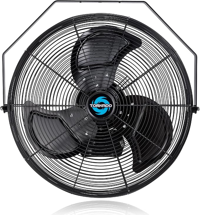 Tornado 20 Inch Outdoor Rated IPX4 Water-Resistant High Velocity Fan Industrial Workstation Wall Mount Fan For Commercial, Industrial, Residential, Greenhouse Use 3 Speed 4750 CFM UL Safety Listed