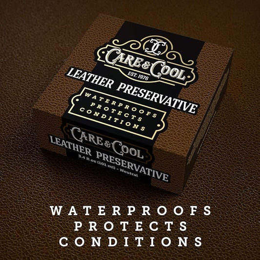 Care & Cool Ultimate Leather Conditioner and Protector (3.4 oz). Waterproofs, Restores, and Heals Your Shoes, Boots, Purses, Jackets, Couch, and Furniture. Setting the Standards Since 1976.