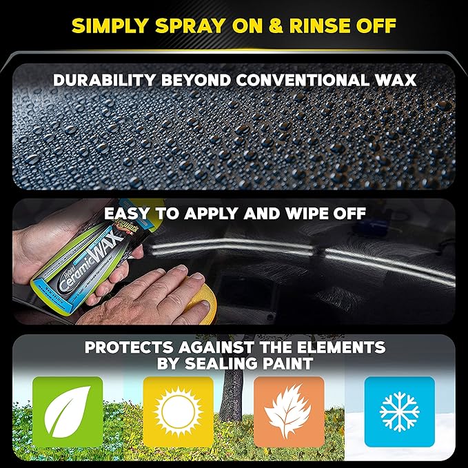 Meguiar's Hybrid Ceramic Liquid Wax, Shield Your Paint with a Residue-Free Liquid Car Wax with Advanced SiO2 Hybrid Technology and Long-Lasting Water-Beading Protection, 16 Oz Bottle