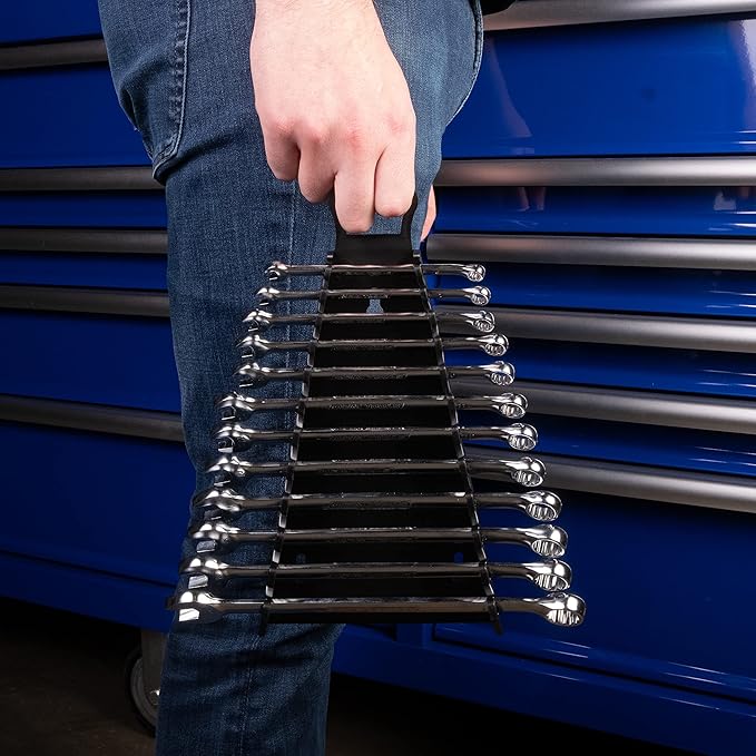 OEMTOOLS 23107 Reverse Wrench Organizer With Handle, For Shop, Garage, Or Tool Box, Organizers And Storage for Convenient Carrying, Case For Wrenches Or Pegboard Tool Holder, 13.8 Inches, Black
