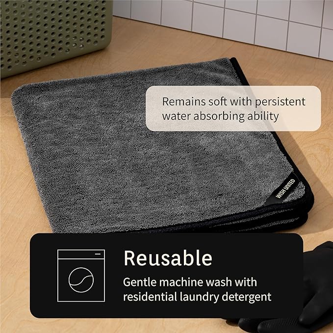 Twist Pile Extreme Absorbency Car Drying Detailing Soft Microfiber Towel 1000gsm (2-Pack, 33.4" x 29.5")