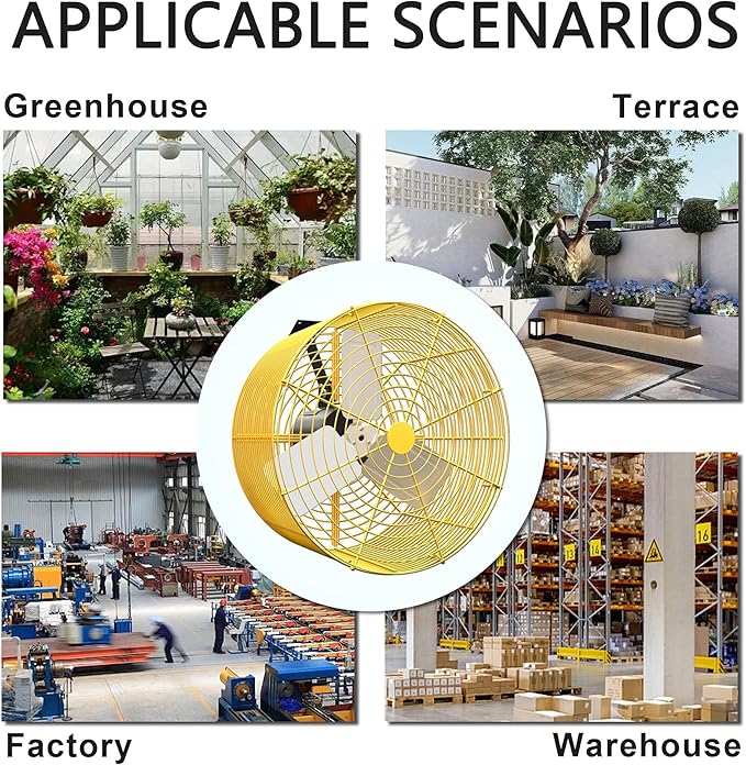 Greenhouse Circulation Fan Air Circulation Fan 1/2 HP 115V Ceiling Wall Mount Fan High Speed Circulation Fan for Greenhouse, Warehouse, Patio, Garage 7860CFM, ETL Listed