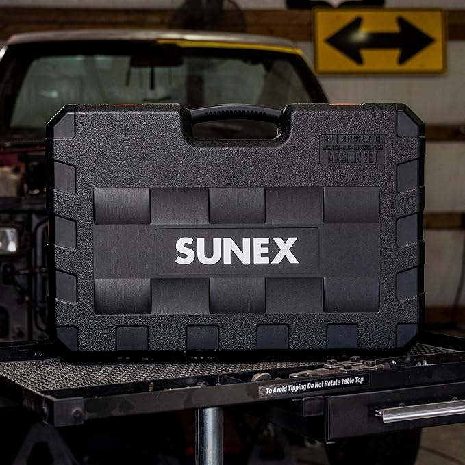 SUNEX Tools 80 Piece 3/8 in. Drive Master Impact Socket Set, Universal, Star, External Star, Extensions, Universal Joint, SAE and Metric, 8mm to 19mm and 5/16 in. to 3/4 in., CR-MO Steel, Model 3580