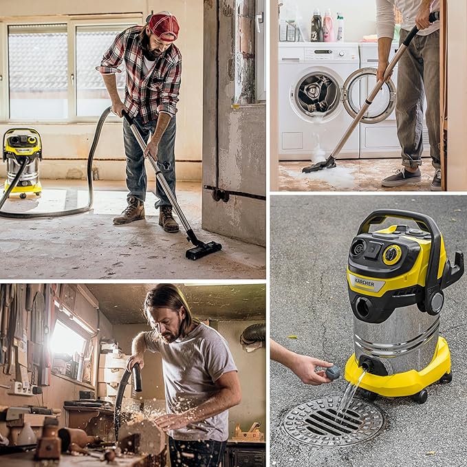 Kärcher Shop Vacuum WD 6 P S, 7.9 Gal, 6.2 Peak HP, 37 ft Reach, Wet Dry Vacuum Cleaner, Heavy Duty, Blower Function, Crevice Tool, Floor Nozzle Great for DIY Projects and Workshops