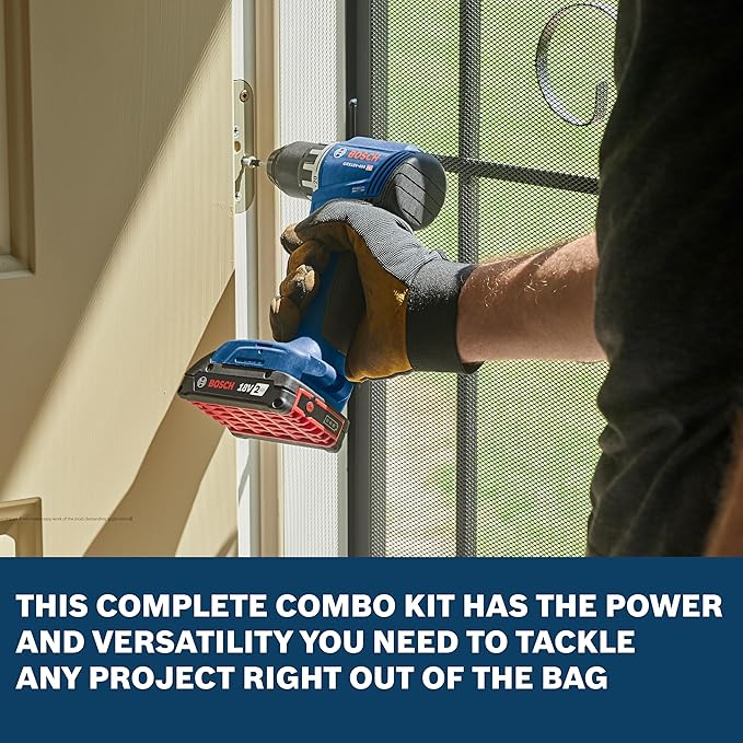 BOSCH GXL18V-27B22 Power Tool Combo Kit - 18V Brushless Compact 1/2 In. Cordless Drill Driver and 1/4 In. Hex Impact Driver (Includes: Two 2.0Ah Batteries, 18V Charger, and Carrying Tool Bag)
