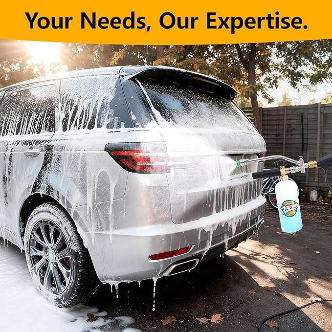 Foam Cannon for Pressure Washer Gun Kit with Dual Connector Accessory, Car Wash Foam Gun with 5 Nozzle Tips, Compatible with M22-14mm and M22-15mm Fittings