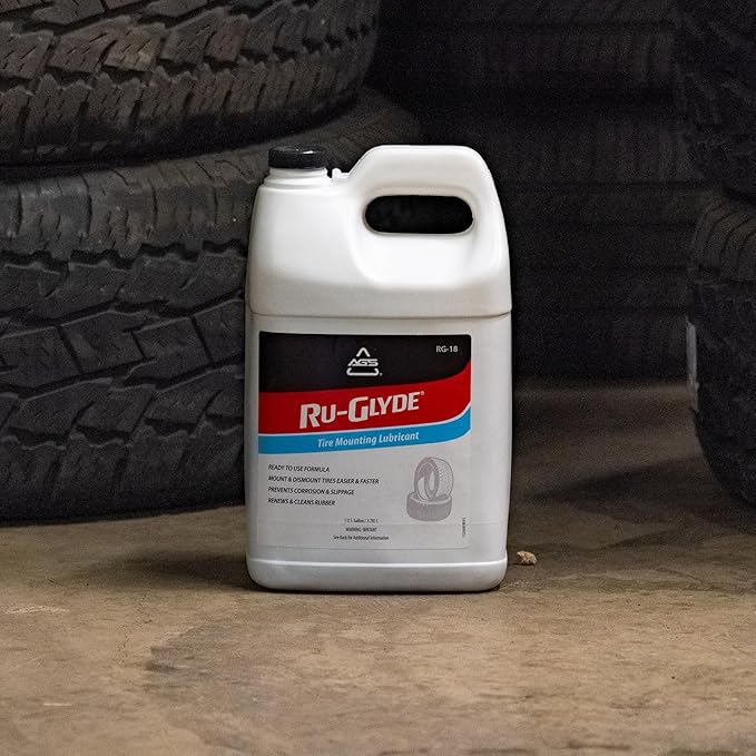 Ru-Glyde Tire Mounting Lubricant by AGS – 1 Gallon | Tire Bead Seating Lube & Rubber Rejuvenator | Prevents Rim Rust | No-Mix, Ready-to-Use Formula for Tire Changers, Auto Shops & DIY Tire Install