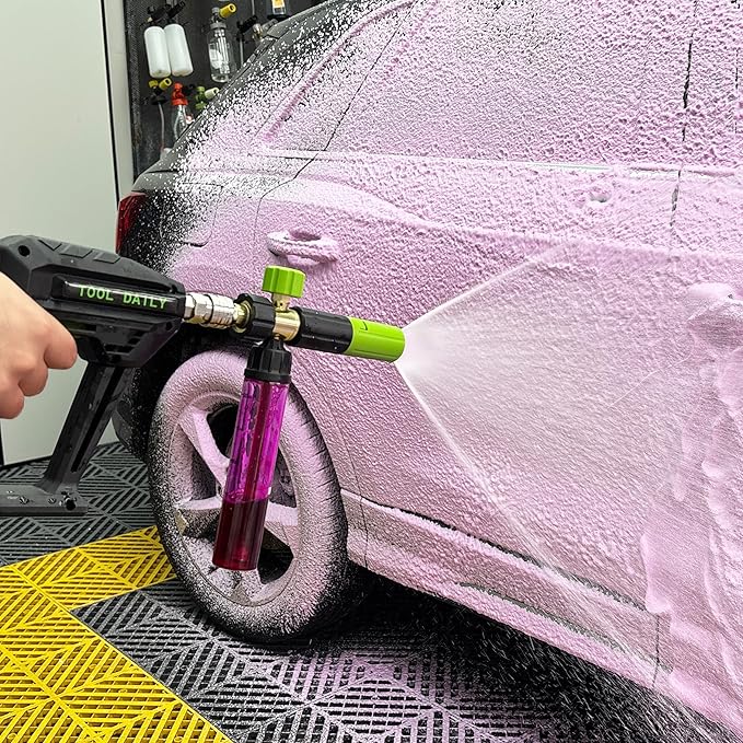 Tool Daily Pressure Washer Short Gun with Mini Foam Cannon, 5 Power Washer Nozzle Tips, 1/4 Inch Quick Connector