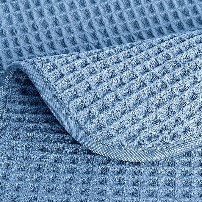 POLYTE 430 GSM Microfiber Lint Free Washcloth Face Towel, 13 x 13 in, 4 Pack (Waffle Weave)