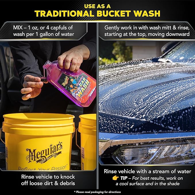 Meguiar's Deep Crystal Car Wash - Car Wash Shampoo that Cleans Paint, Enhances Gloss, and Preserves Wax Protection, pH Balanced Car Wash Soap with Excellent Foaming Action, 64 Oz