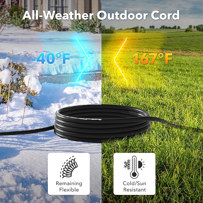 BN-LINK 15ft Outdoor Extension Cord, 15amps,12/3 SJTW Heavy Duty Power Cord, 3-Prong Grounded Plug, Weather Resistant, 1875W, Black, for Lawn, Garden, Appliances, ETL Listed