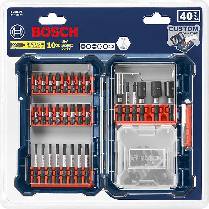 BOSCH SDMS40 40-Piece Assorted Impact Tough Screwdriving Custom Case System Set for Screwdriving Applications