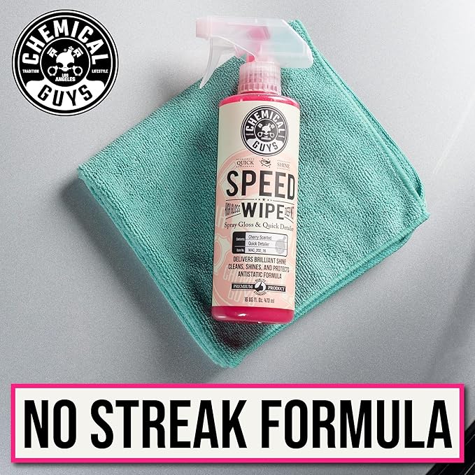 Chemical Guys WAC_202_16 Speed Wipe Quick Detailer, Safe for Cars, Trucks, SUVs, Motorcycles, RVs & More, 16 fl oz, Cherry Scent (Pack of 2)