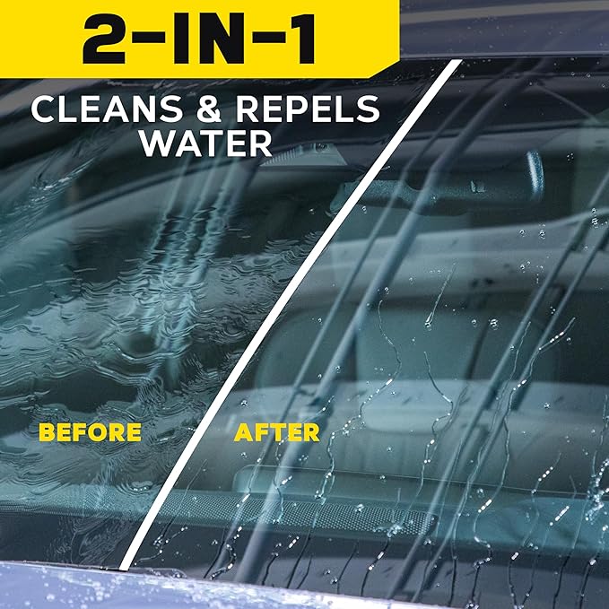Meguiar's Ultimate Glass Cleaner & Water Repellent - Premium Glass and Window Cleaner for Quick Cleaning with Hydrophobic Technology that Acts as a Rain Repellent Improving Visibility in Rain - 16oz