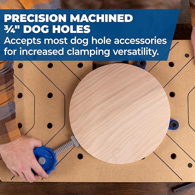 Kreg Portable Work Surface - Compact Workbench - Ultra Flat Fiberboard Work Surface - Dog Hole Clamping Versatility - Stable Portable Work Table - DIY Workspace - KWSJAWS
