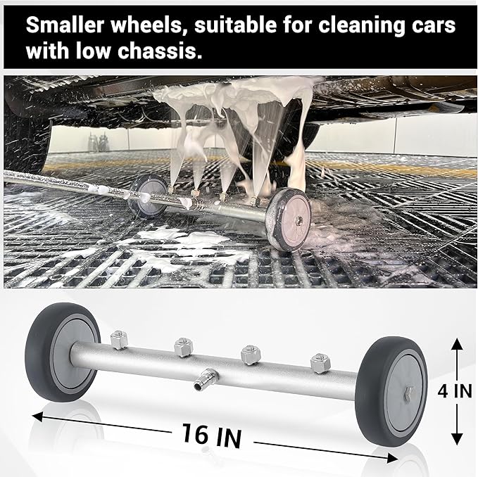 M MINGLE Undercarriage Pressure Washer Attachment, 16 Inch Powerful Under Car Washer with Foam Cannon and Car Wash Mitt, 4000 PSI