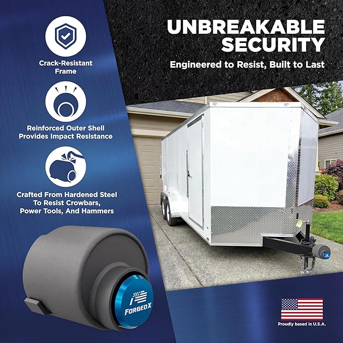 Trailer Lock Heavy Duty Anti Theft Lock Fits 2 5/16-Inch Couplers, Secures Safety Chains, for Trailers, RVs, and Boats (Blue)