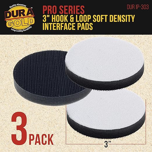 Dura-Gold Pro Series 3" x 10mm Soft Density Interface Pad, 3 Pack - Hook & Loop Foam Protection Cushion, Used Between Sander Sanding Discs, Polisher Polishing Pads & Backing Pads, Drill - Auto Detail