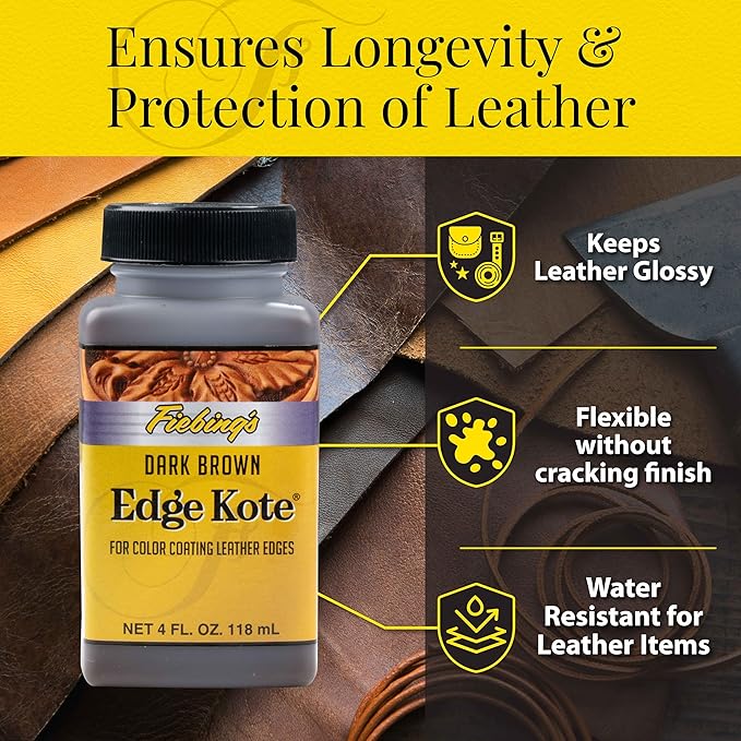 Fiebing’s Edge Kote, 4 Oz. - Color Coats Leather Edges - Dark Brown