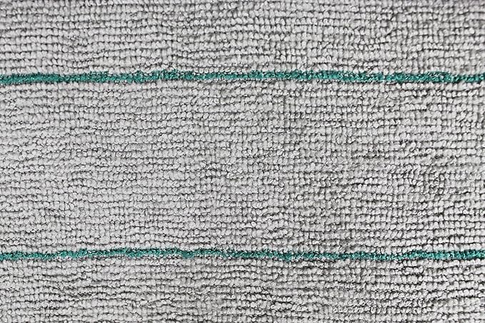 CleanAide Silver-Embedded Microfiber Towels, Edgeless, Lint-Free, Odor-Resistant, Ultra Absorbent, Streak-Free Cleaning for Auto, Home, Kitchen, Glass & Electronics, 16x16 in, 12-Pack, Green Stripes