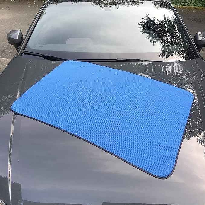POLYTE Elite Microfiber Drying Towel (25x36, 2 Pack, Waffle, Blue)