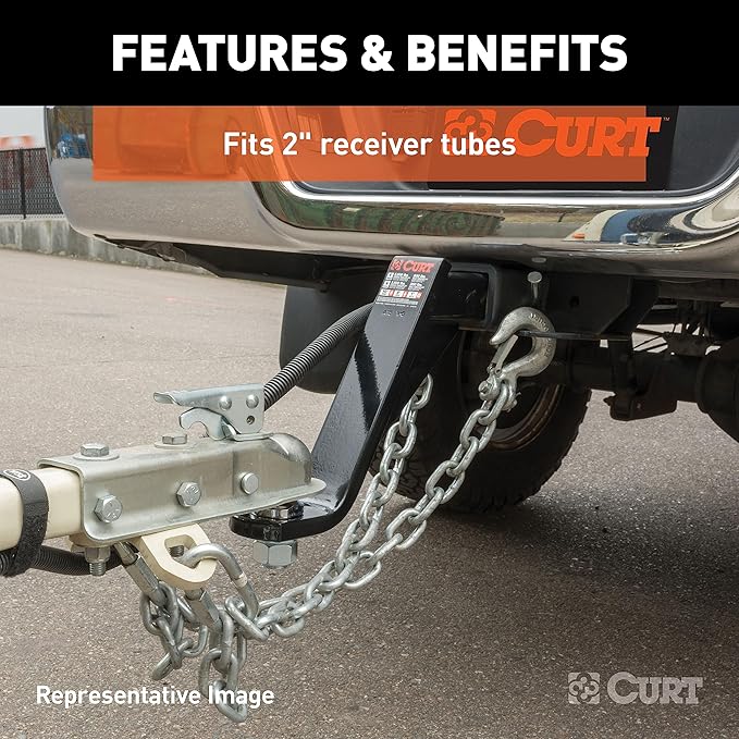 CURT 45064 Lifted Truck Trailer Hitch Mount with 2-Inch Ball & Pin, Fits 2-in Receiver, 7,500 lbs, 6-Inch Drop