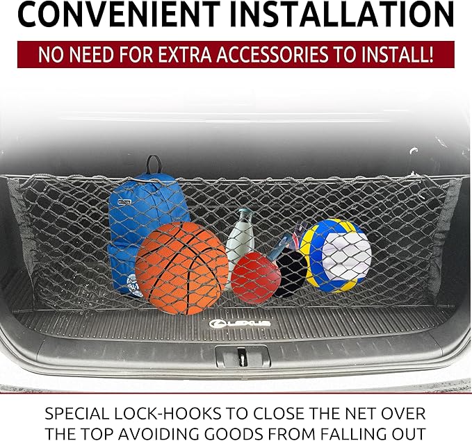 Envelope Style Trunk Mesh Cargo Net for Lexus RX300-450 2010-2025, Automotive Exterior Accessories - Premium Car Storage Organizers, Cargo Bed Net for Pickup Truck, Smart Vehicle Storage Organizer