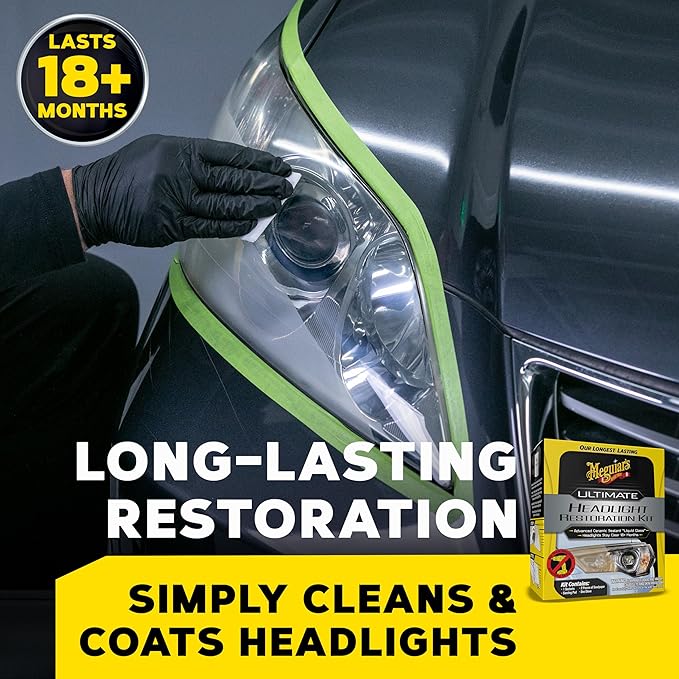 Meguiar's Ultimate Headlight Restoration Kit - The Perfect Headlight Repair Kit to Remove Yellowing and Cloudiness from Headlights - Easy to Use and Seals Headlights with 18 Plus Months of Protection
