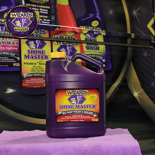 Wizards Shine Master Polish and Breathable Sealant - 1 Gallon - No Wax or Free Silicone - Polishes and Protects with No Greasy Film - Wax Replacement Car Polishing Compound for Boat and Car Polish