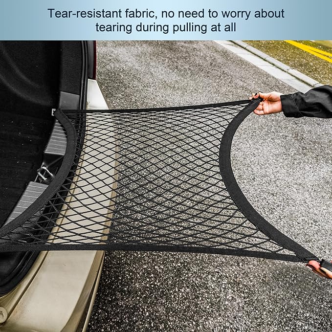 Elastic Cargo Net for SUV, Car Trunk Net Organizer with ABS Hook Storage Mesh Cargo Nets 27.5 x 19.6 inches for Truck Bed Tailgate Netting Accessories