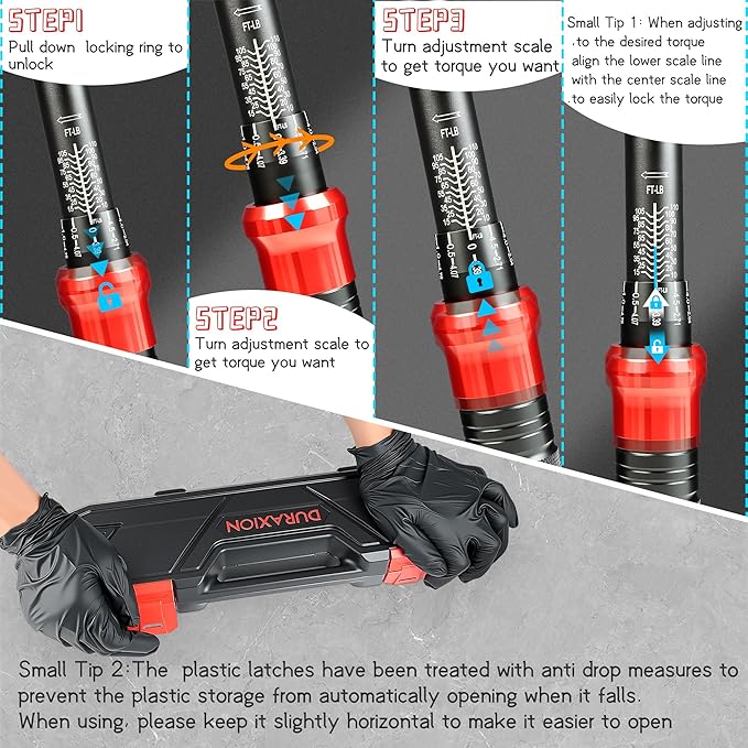 3/8-Inch Drive Torque Wrench 10-110ft.lb/13.56-149.14Nm, ±3% Precision Dual Direction Torque Wrenches with 72-Tooth Dual Range Scales with Ft.Lbs and N.m
