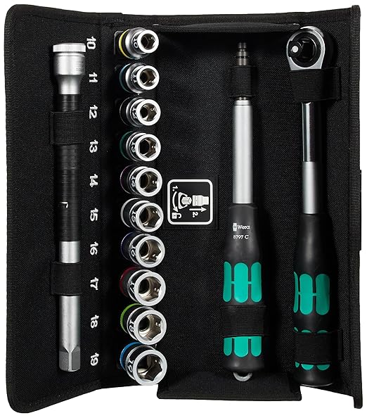 WERA 05004090001 8006 SC 1 Zyklop Hybrid Ratchet Set, 1/2" Drive, Metric, 13 Pieces